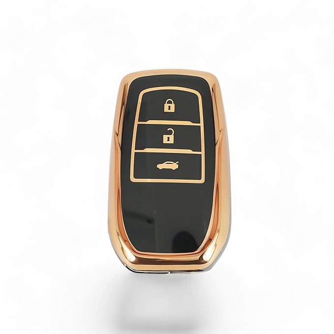 Premium TPU Key Cover Compatible with Tata Nexon, Harrier, Safari, Altroz, Tigor, EV, Punch, Tiago EV – 4 Button Smart Key Only (Black)