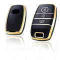 Premium TPU Key Cover Compatible with Kia Carens | Sonet | Seltos 3 Button Flip Key (Black) – Stylish & Durable Protection